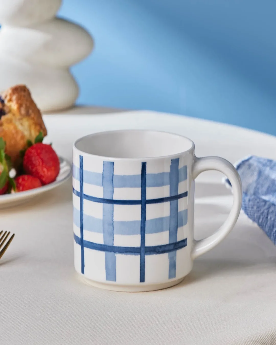 Karaca Mug Alize Kareli Mavi Beyaz - 1. görsel