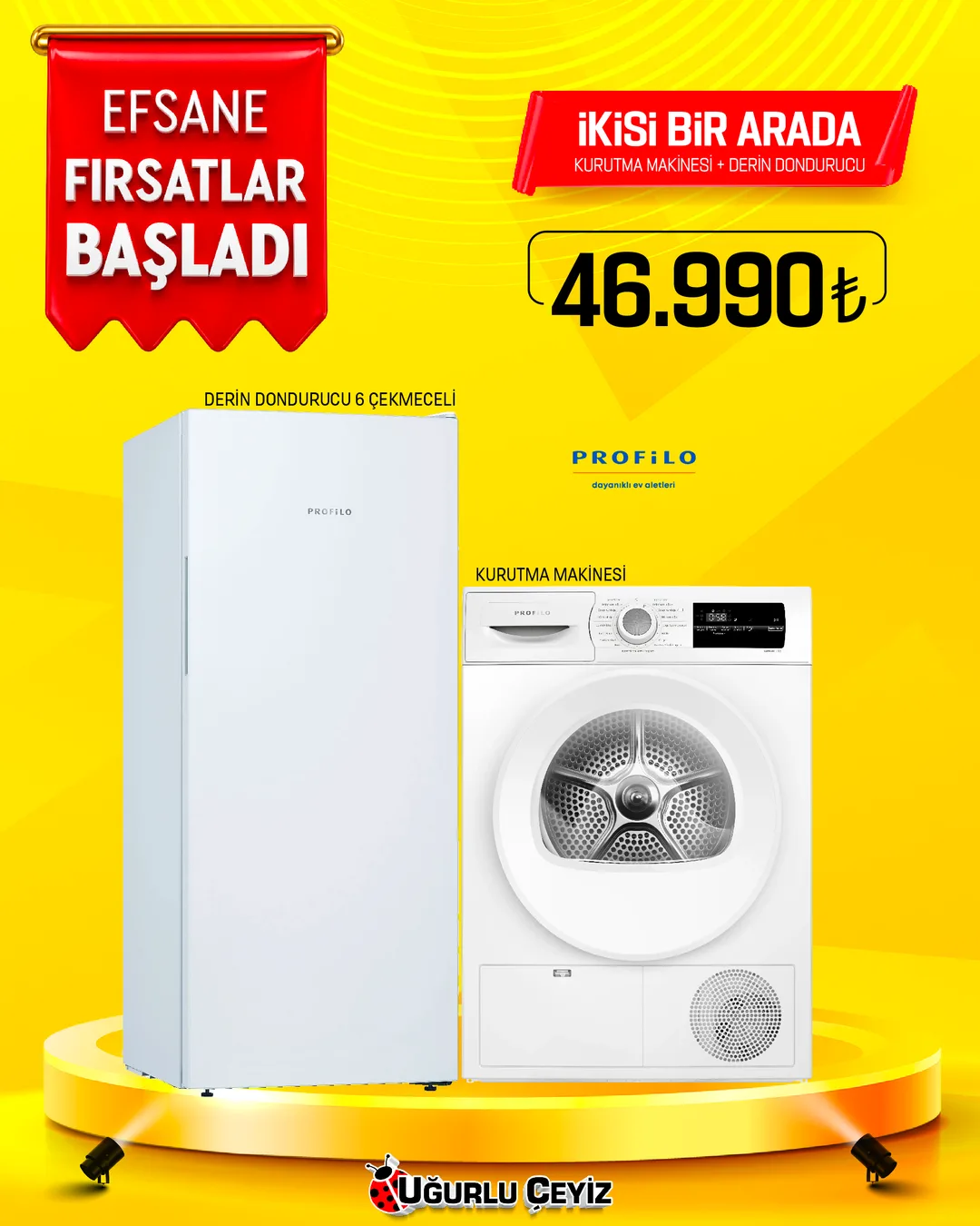 PROFİLO KURUTMA MAK. + DERİN DONDURUCU İKİLİ PAKET