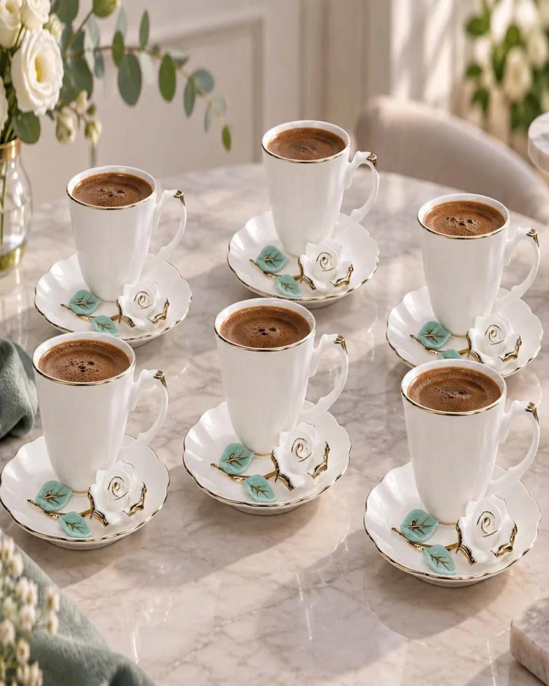 Emsan Garden Luxe Gold Beyaz 6 Kişilik Kahve Fincanı Takımı - 1. görsel