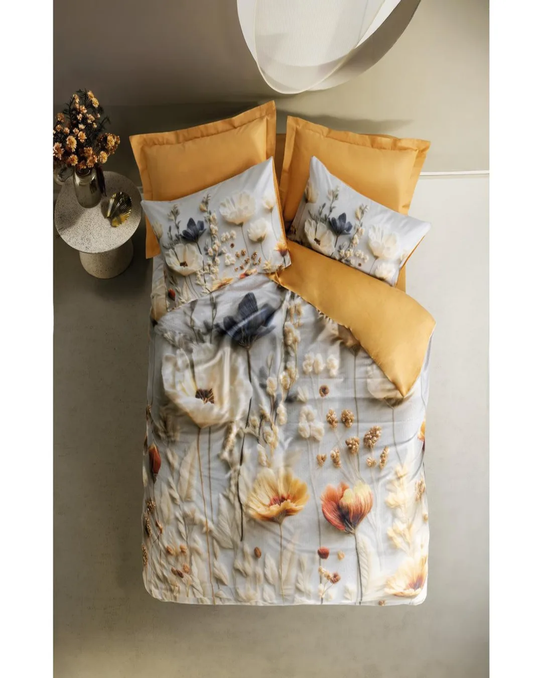 Cotton Box Nevresim Takımı Çift Kişilik Sd Silky Tensel Saten Flower Hardal - 1. görsel