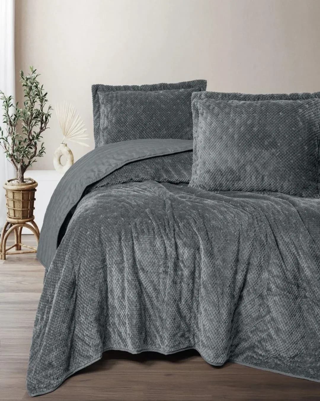 Cotton Box Yatak Örtüsü Çift Kişilik Softnest Morbida Gri - 1. görsel