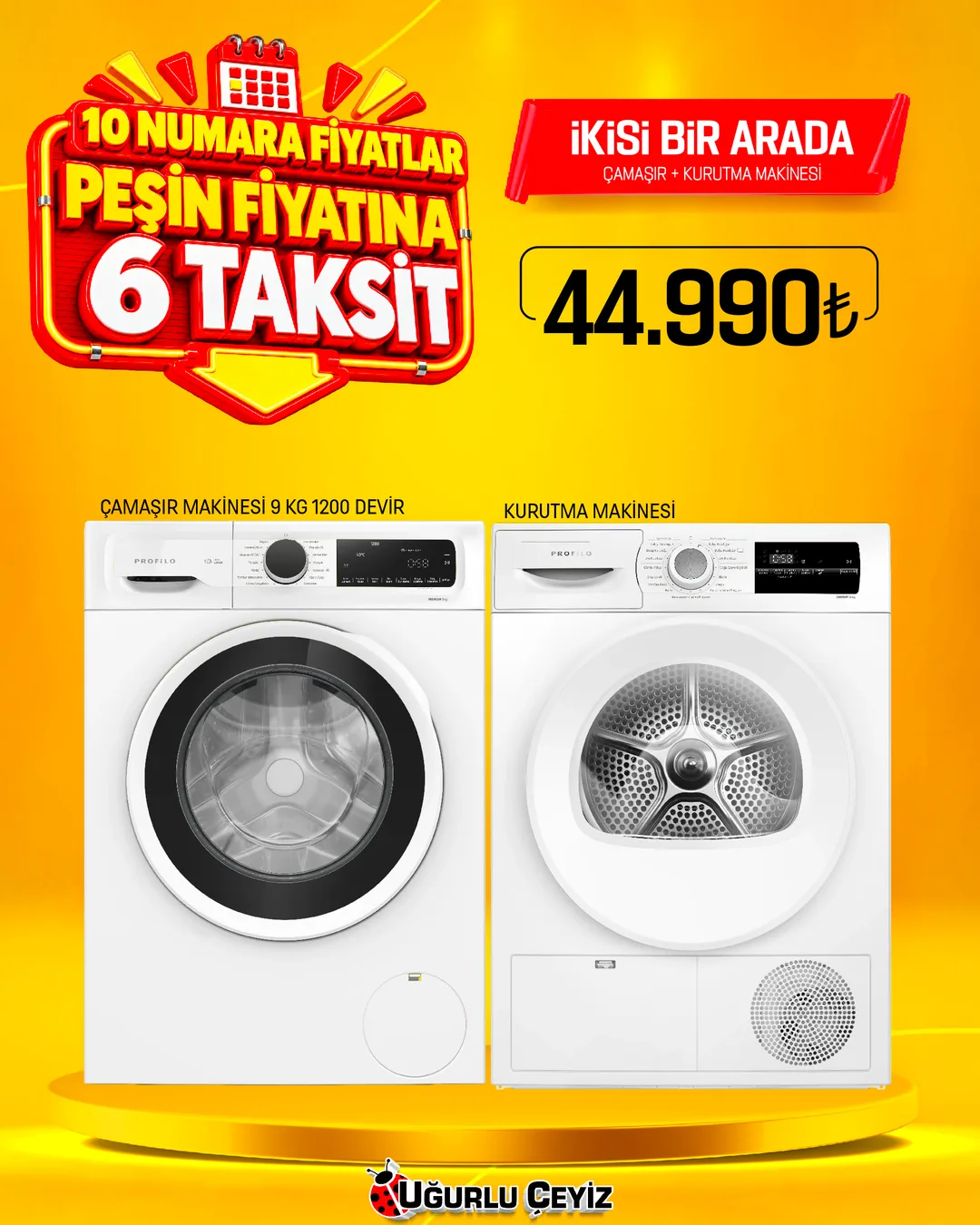 PROFİLO ÇAMAŞIR + KURUTMA (9 KG) İKİLİ PAKET - 1. görsel