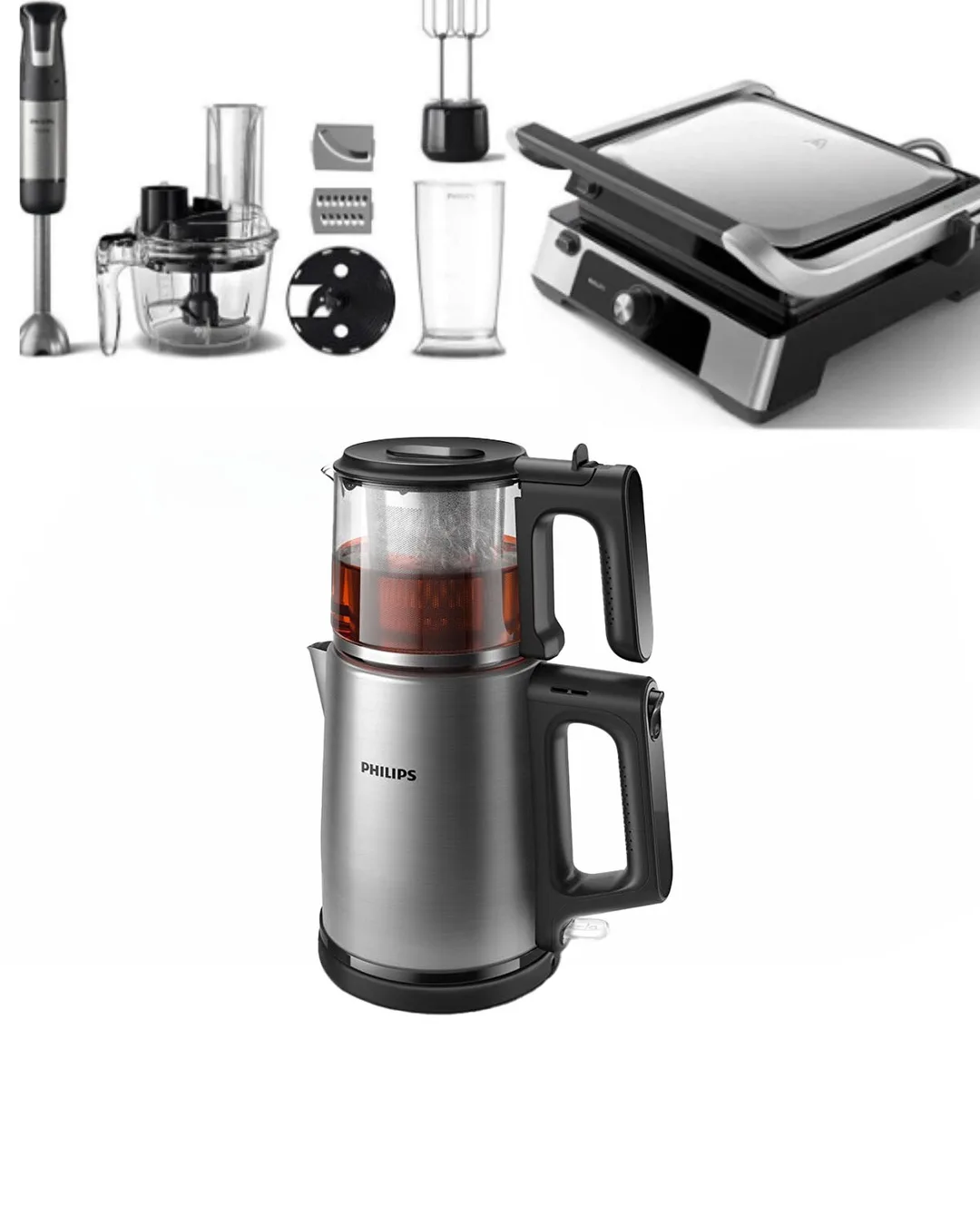 Philips HD6301/90 Tost Makinesi + HD7350 Çay Makinesi + HR2695/01 Blender Seti - 1. görsel