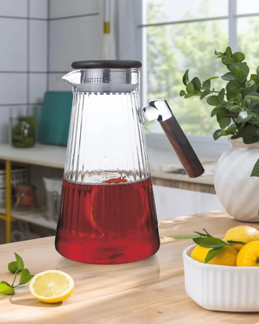Sener Sürahi 1700 ML CAM Kapaklı Akasya Strıpe 401366 - 1. görsel