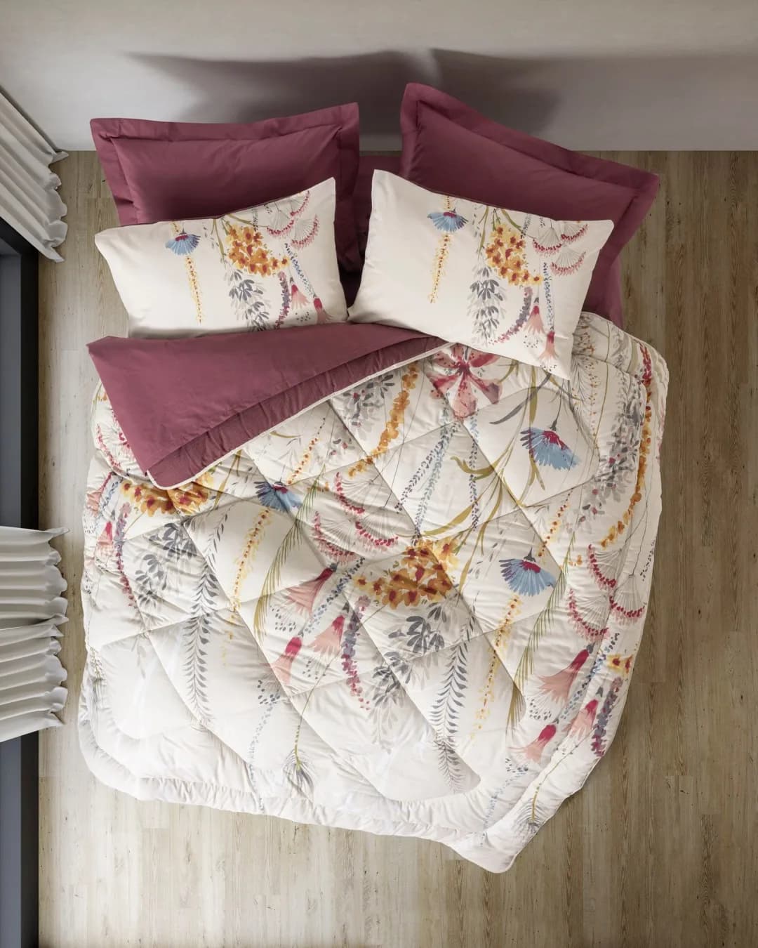 Cotton Box BOX Uyku Seti Çift Kişilik RNF Modelıne Flos Bordo - 1. görsel